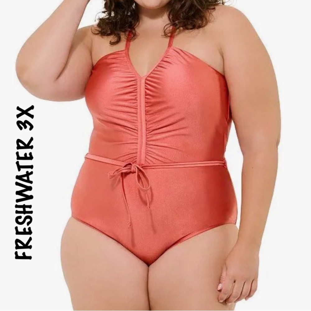 Women's Rust Freshwater Halter Swimsuit NWT 3X